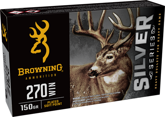 Browning SILVER SERIES 270 WIN 150 Grain Plated Soft Point Rifle Ammo - 20RD Box - B192602701