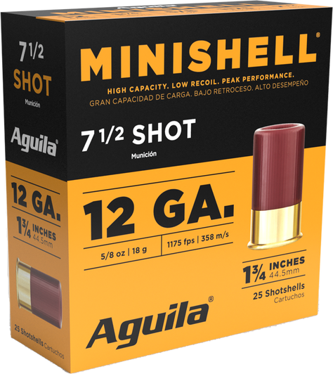 Aguila 12 Gauge 5/8 Oz 1 3/4 in  #7.5 Shot - MiniShells - 25RD Box - 1CHB1387