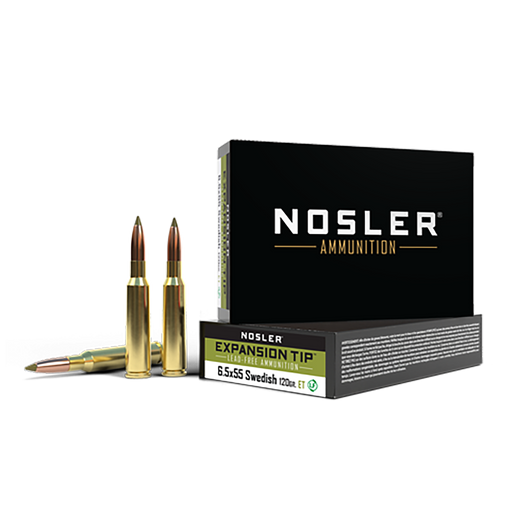Nosler Expansion Tip 6.5x55mm Swedish 120 Grain Spitzer Brass Cased - Rifle Ammo - 20RD Box - 40015