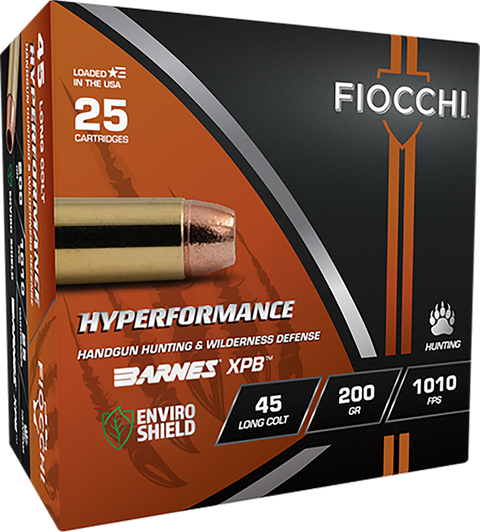 Fiocchi 45 Long Colt 200 Grain - JHP - XPB - Pistol Ammo  -  25RD Box - 45LCBA
