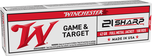 Winchester 21 Sharp 42 Grain FMJ - Rimfire Ammo - 100 Round - USA21