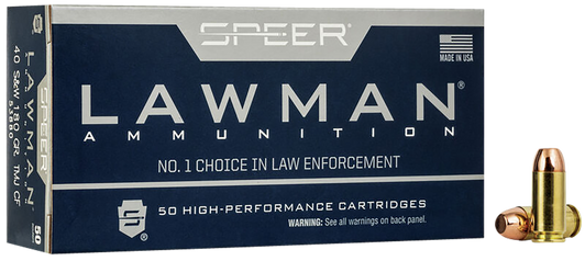 Speer Lawman CleanFire Training .40 S&W 180 Grain Total Metal Jacket  -  Pistol Ammo  -  50RD Box - 53880