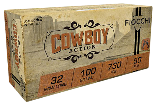Fiocchi Cowboy Action .32 S&W Long 100 Grain LWC Brass - Pistol Ammo  -  50RD Box - 32LA