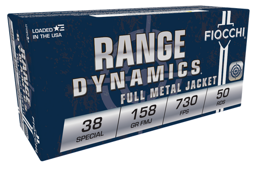 Fiocchi Range Dynamics .38 Special 158 Grain FMJ Brass - Pistol Ammo  -  50RD Box - 38GFOA