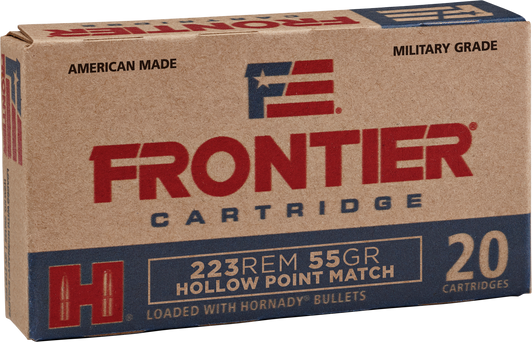Hornady Frontier .223 Remington 55 Grain Hollow Point Brass Cased - Rifle Ammo - 20RD Box