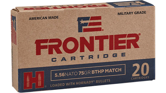 Hornady Frontier - 5.56x45mm NATO - 75 Grain - Boat Tail Hollow Point - Brass -  Rifle Ammo - 20rd Box