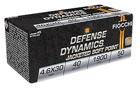 Fiocchi Defense Dynamics 4.6x30mm H&K 40gr Jacketed Soft Point Rifle Ammo - 50RD Box