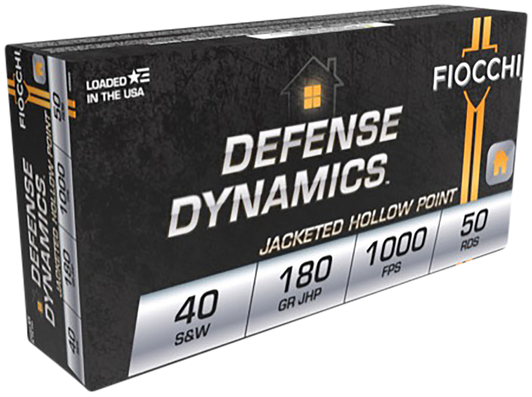 Fiocchi Defense Dynamics .40S&W 180 Grain JHP Brass Cased - Pistol Ammo  -  50RD Box - 40SWE