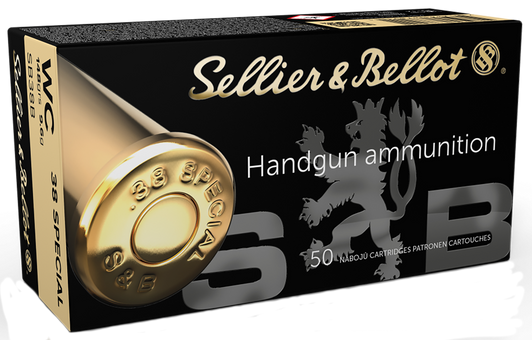 Sellier & Bellot 38 Special 148 Grain Wadcutter Brass Cased - Pistol Ammo  -  50RD Box - SB38B