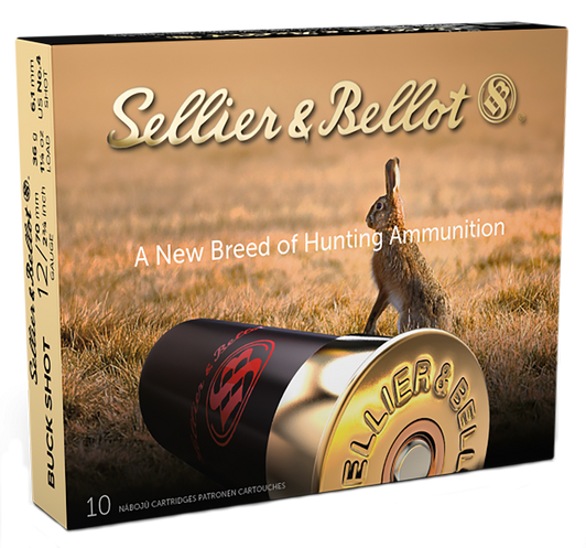 Sellier & Bellot SB 12 Gauge 27 Pellet 2.75in Shotgun Buckshot Ammo - 1.25oz - 10RD Box - SB12BSD