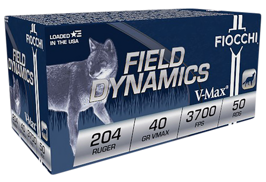 Fiocchi Field Dynamics 204 Ruger 40 Grain VMAX Rifle Ammo - 50RD Box - 204HVB