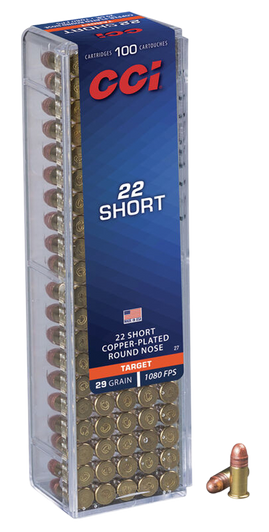 CCI  -  .22 Short 29 Grain LRN Brass - Rimfire Ammo - 100 Rounds - 27