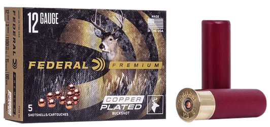 Federal Vital Shok 12 Gauge 15 Pellets Buckshot - Shotgun Ammo - 00 Buck Shot - 5RD Box - P158 00