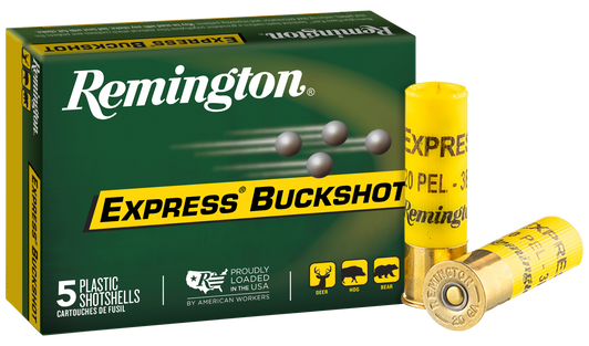 Remington Express Buckshot 20 Gauge 20 Pellet 2.75in #3 Buck - Shotgun Ammo - 5RD Box - 20630