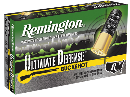 Remington Ultimate Defense Shotshell 12 Gauge 9 Pellet 2.75in #00 Buck - Shotgun Ammo - 5RD Box - 20713