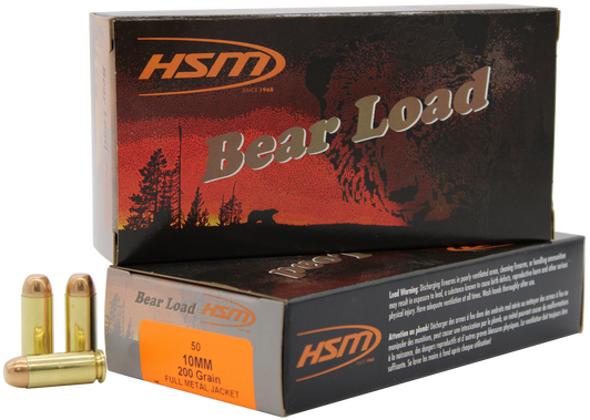 HSM  -  Training 10mm Auto 200 Grain - FMJ - Brass Cased - Pistol Ammo  -  50RD Box - 10MM8N