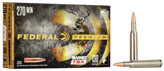 Federal BARNES TSX .270 Winchester 130 Grain Barnes Triple-Shock X - Rifle Ammo - 20RD Box - P270L