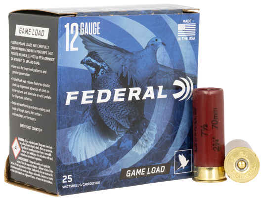Federal Game Load Upland 12 Gauge 1oz 2 3/4' Shotgun Ammo - 7.5 Shot - 25RD Box - H121 7.5