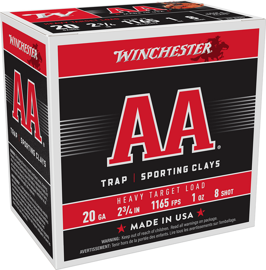 Winchester AA 20 Gauge 1 Oz 2.75in - Shotgun Ammo - 25RD Box - AAH208