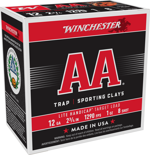 Winchester AA 12 Gauge 1 Oz 2.75in - #8 Shot Shotgun Ammo - 25RD Box - AAHLA128