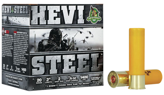 HEVI-Shot HEVI-Steel 20 Gauge 7/8oz 3in #2 - Shotgun Ammo - 25RD Box - HS62002