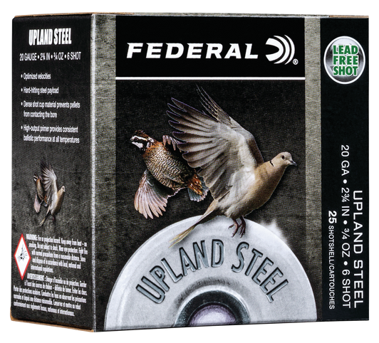 Federal Upland Steel 20 Gauge 7/8oz 2 3/4' Shotgun Ammo - 6 - 25RD Box - USH20 6