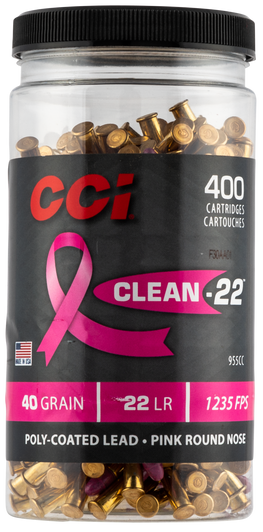 CCI  -  Clean-22 PInk .22 Long Rifle 40 Grain LRN - Rimfire Ammo - 400 Rounds - 955CC