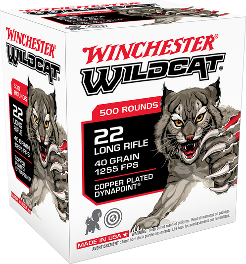 Winchester Wildcat .22 Long Rifle 40 Grain Copper Plated - Rimfire Ammo - 500 Rounds - WW22LRB