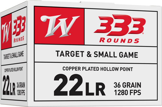 Winchester 333 .22 Long Rifle 36 Grain Copper Plated Hollow Point - Rimfire Ammo - 333 Rounds - 22LR333HP