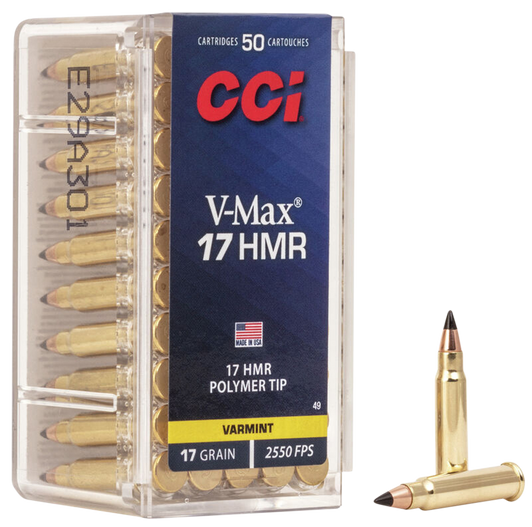 CCI  -  V-Max .17 HMR 17 Grain Polymer Tip - Rimfire Ammo - 50RD Box - 49