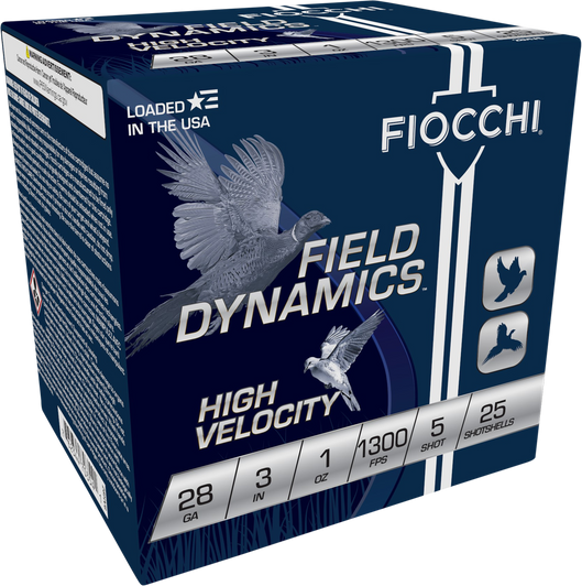 Fiocchi Hi Velocity Lead 28 Gauge 1oz 3in 5 Shot Shotgun Ammo - 25RD Box - 283HV5
