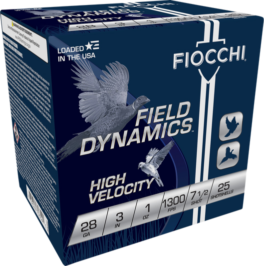 Fiocchi Hi Velocity Lead 28 Gauge 1oz 3in 7 1/2 Shot Shotgun Ammo - 25RD Box - 283HV75