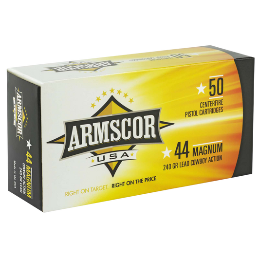 Armscor .44 Remington Magnum 240 Grain Semi Wadcutter Brass Cased - Pistol Ammo  -  50RD Box