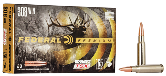 Federal BARNES TSX .308 Winchester 165 Grain Barnes Triple-Shock X - Rifle Ammo - 20RD Box - P308H