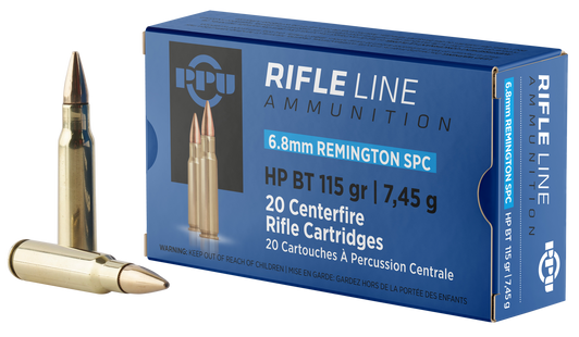 PPU PP68H  6.8 SPC 115 Gr Hollow Point Boat Tail HPBT - 20RD Box