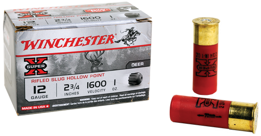 Winchester Super-X Shotshell - 12 Gauge - 2 3/4 in - 1oz Slug - Shotgun Ammo - 15RD Box - X12RS15VP