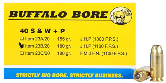 Buffalo Bore Ammunition Heavy, Bba 23b/20    40s +p      180 Jhp            20/12