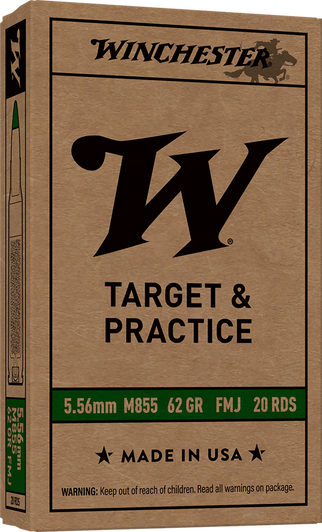 Winchester M855 5.56 NATO 62gr FMJ Green Tip Box of 20 WM855K - WM855K