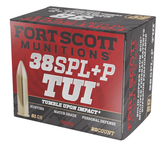 Fort Scott Munitions Tumble Upon Impact (tui), Fsm 38+p-081-scv      38sp +p 81g  Tui       20/25