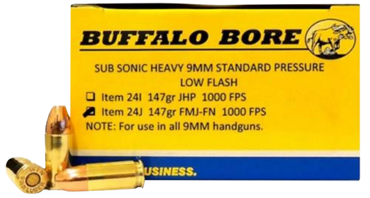 Buffalo Bore Ammunition Subsonic, Bba 24j/20    9mm Subsnc  147 Fmj            20/12