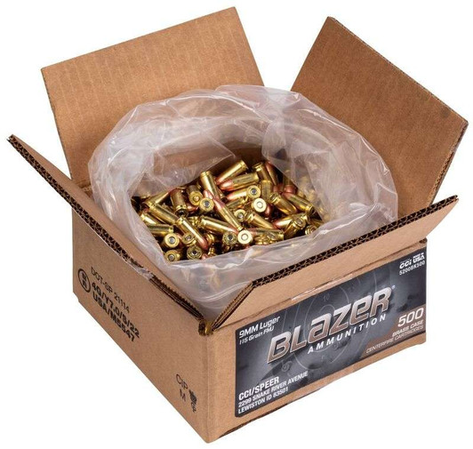 Blazer 9MM 115GR FMJ Brass - 500 Rounds Bulk Loose - 5200BK500 - Ships FREE 2A Warehouse