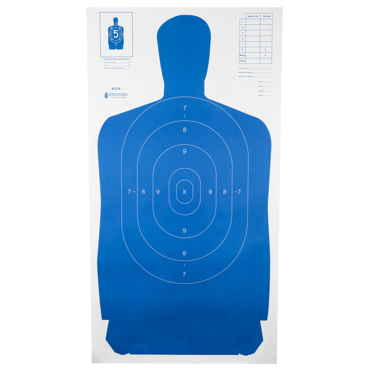 Action Target B-27S Standard Target  Full Size Blue Silhouette  24"x45"  100 Per Box B-27SBLUE-100