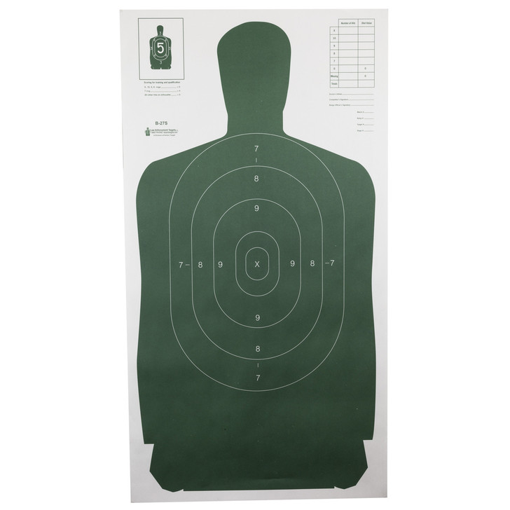 Action Target B-27S Standard Target  Full Size Green Silhouette  24"x45"  100 Per Box B-27SGREEN-100