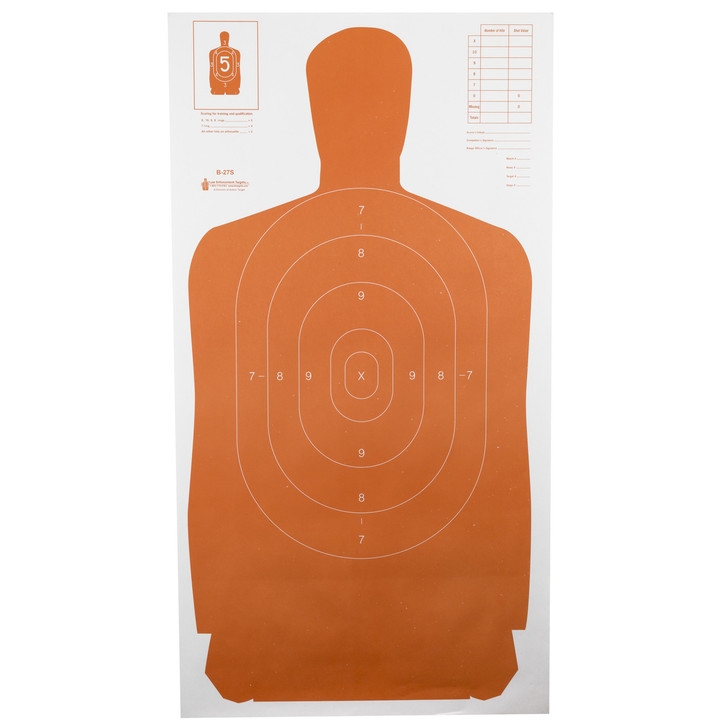 Action Target B-27S Standard Target  Full Size Orange Silhouette  24"x45"  100 Per Box B-27SORANGE-100