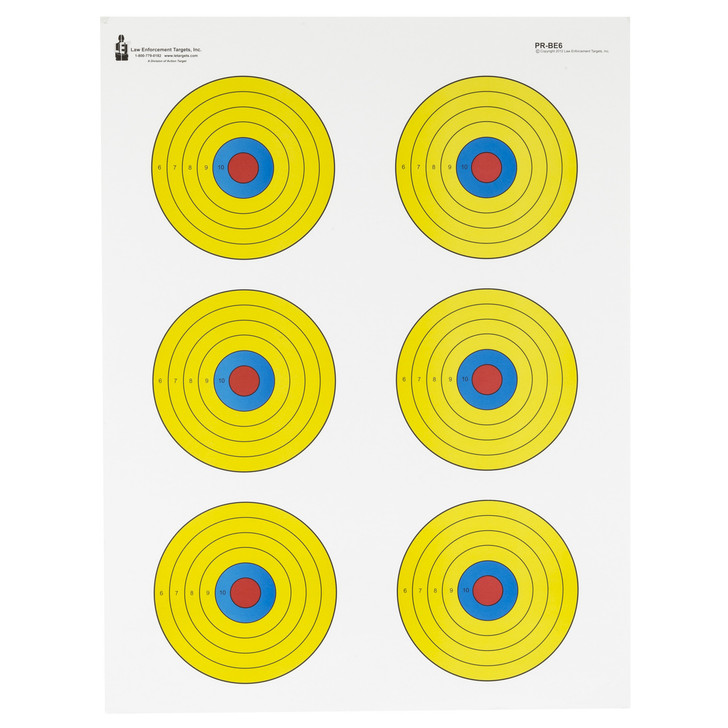 Action Target PR-BE6  High Visibility Fluorescent 6 Bull's-EyeTarget  Black/Red/Yellow  17.5"x23"  100 Per Box PR-BE6-100