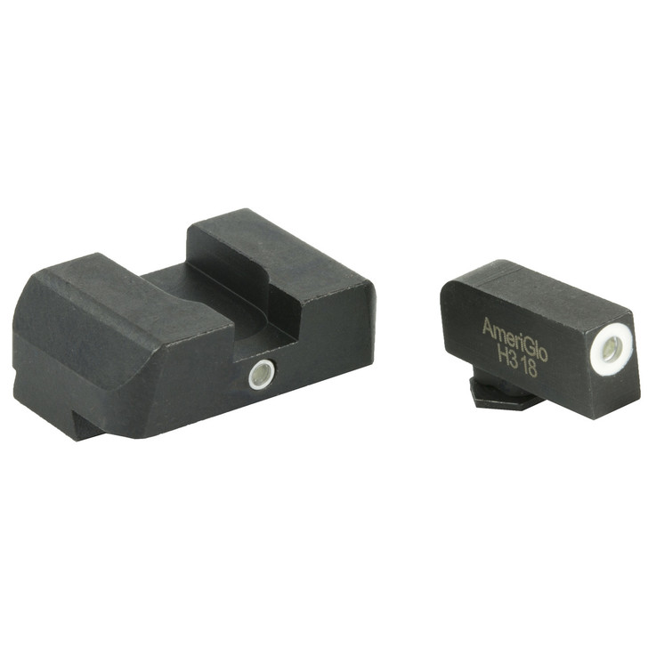 AmeriGlo I-Dot 2 Dot Sights for Glock 17 19 22 23 24 26 27 33 34 35 37 38 39  Green with White Outline  Front and Rear Sights GL-101
