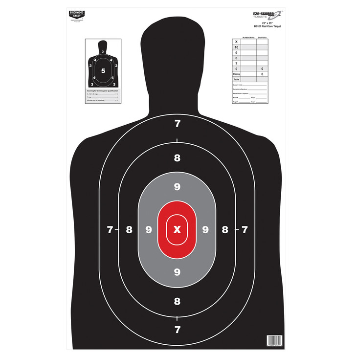 Birchwood Casey BC27  Eze-Score  Target  23X35  Red Core  100 Targets 37051