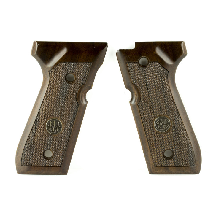 Beretta 92/96 Series Standard Wood Grips With Medallion  Walnut  Fits: 96  92FS  92A1  M9  M9A1  Brigadier   Centurion  Elite JG92FSW