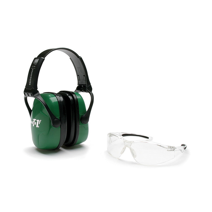 Howard Leight Shooting Combo Kit Earmuff Green   Ultra Light  NRR 25  Anti-fog  Clear Glasses R-01761