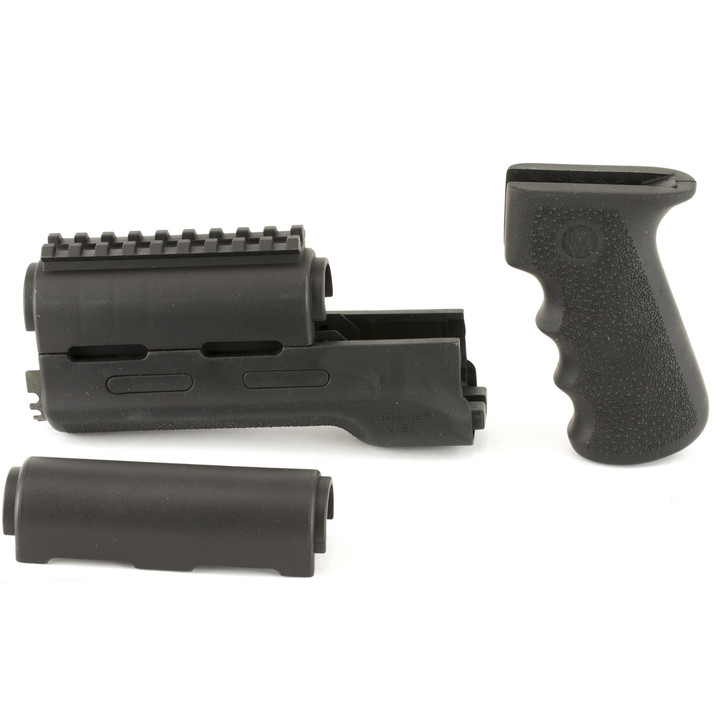 Hogue OverMolded Rifle Grip/Forend Kit  Fits AK-47/AK-74  Finger Grooves  Rubber  Black 74008